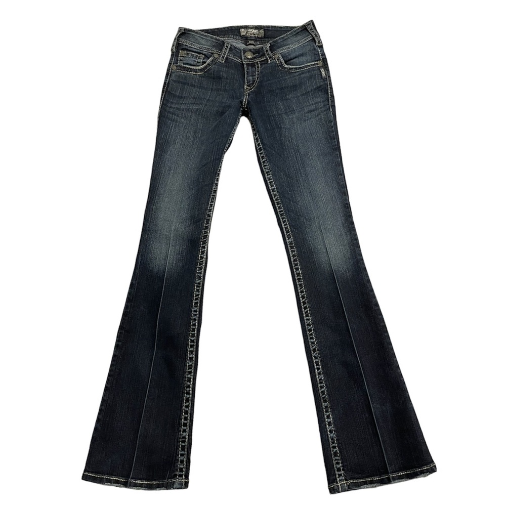 Silver Jeans Size 29 Blue Suki Surplus Bootcut Stretch Designer Dark Wash Denim - Picture 2 of 11